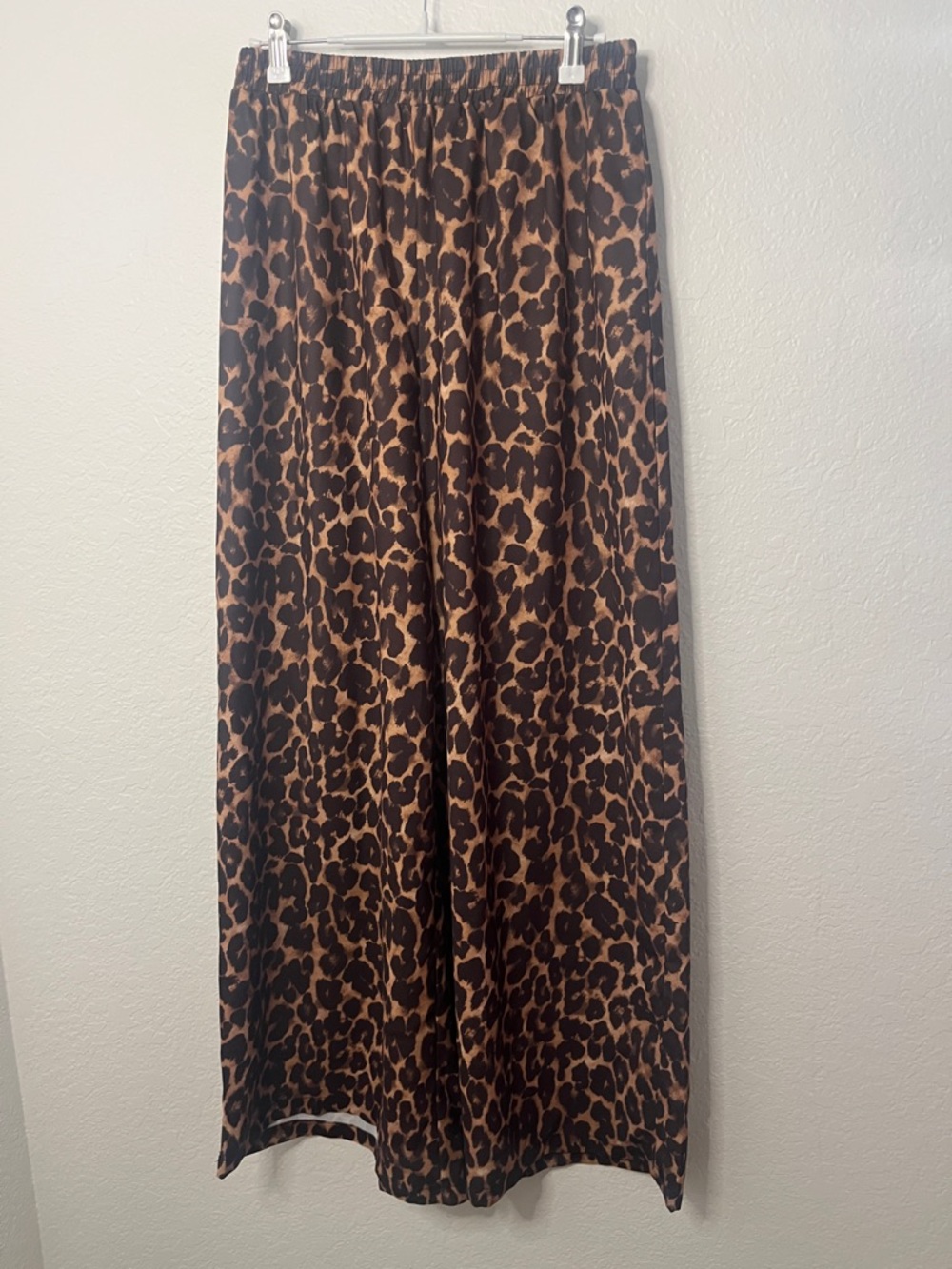 Cider Leopard Print Wide Leg Pants in Brown and Black